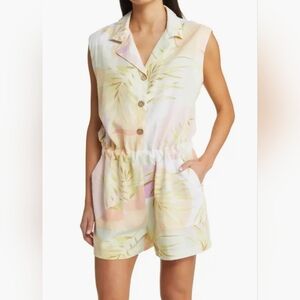 Multicolor Pastel Leaf Short Romper